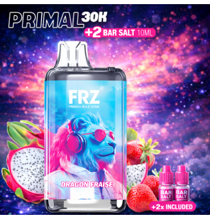 Puff Rechargeable FRZ Primal 30K Dragon Fraise – 2 Bar Salt 10ml – 30000 Bouffées