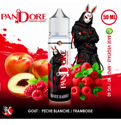 E-liquide White Rabbit 50ml Pandore – Pêche Blanche Framboise | KNOKS